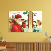Santa am Telefon mit Kleinem Mädchen Leinwanddruck (Insitu (Wohnzimmer))