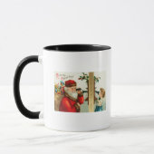 Santa am Telefon mit Kleinem Mädchen Tasse (Links)