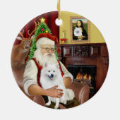 Santa-American Eskimo Dog Keramik Ornament (Hinten)