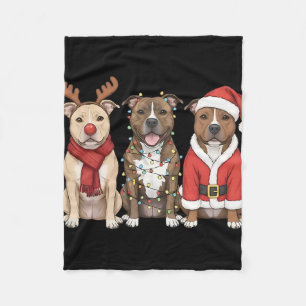 Santa American Pitbull Terrier Weihnachten Pittie Fleecedecke