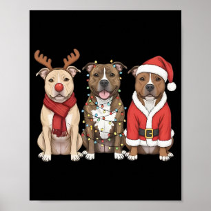 Santa American Pitbull Terrier Weihnachten Pittie Poster