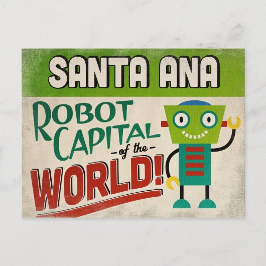 Santa Ana California Robot - Funny Vintag Postkarte (Vorderseite)