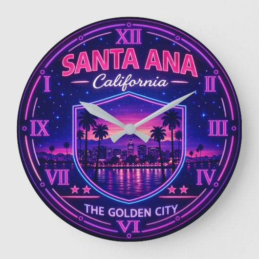 Santa Ana California Sunset Große Wanduhr (Vorderseite)