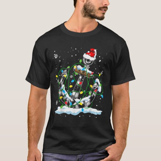 Santa Anchor Cool Christmas Lights Boating Sailing T-Shirt (Vorderseite)