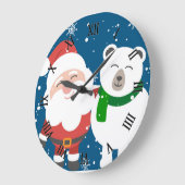Santa and Bear Große Wanduhr (Winkel)