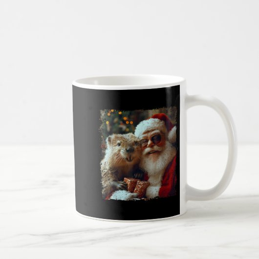 Santa And Beaver Selfie Funny Christmas Design Kaffeetasse (Rechts)
