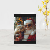 Santa And Beaver Selfie Funny Christmas Design  Karte (Gelbe Blume)