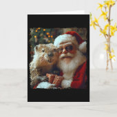 Santa And Beaver Selfie Funny Christmas Design Karte (Gelbe Blume)