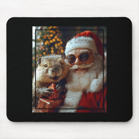 Santa And Beaver Selfie Funny Christmas Design Mousepad (Vorne)