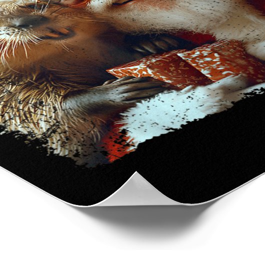 Santa And Beaver Selfie Funny Christmas Design Poster (Ecke)