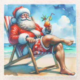 Santa and Bloody Marry Funny Snowbirds Weihnachten Glasuntersetzer