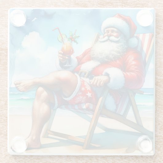 Santa and Bloody Marry Funny Snowbirds Weihnachten Glasuntersetzer (Rückseite)