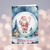 Santa and Candy Cane SnowGlobe - Wünsche erfüllen Karte
