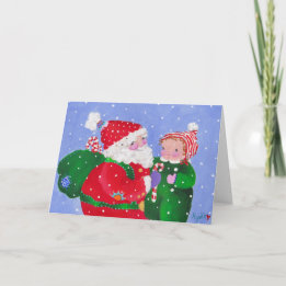 Santa and Child Card Feiertagskarte