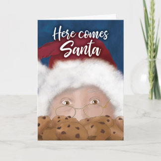 Santa and Cookies Watercolor Christmas Card Karte