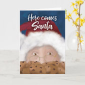 Santa and Cookies Watercolor Christmas Card Karte (Gelbe Blume)