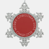 Santa and Daughter Foto | Rot Schneeflocken Zinn-Ornament (Vorderseite)