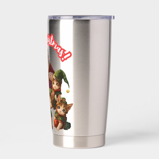 Santa and Elf Cats – Meo Christmas Cute Holiday Thermobecher (Links)