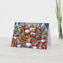 Santa and Elf Gnomes Christmas Feiertagskarte