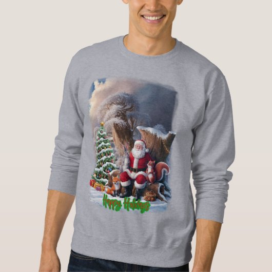 Santa and Friends wish us a Happy Holidays on a Sweatshirt (Vorderseite)