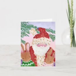 Santa and Furry Friends Card Feiertagskarte