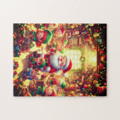 Santa and His Cute Little Elves Christmas Holiday Puzzle (Horizontal)
