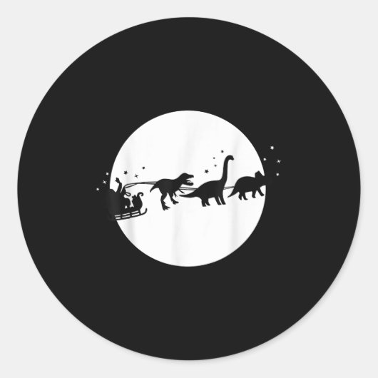 Santa And His Dinosaur Sleigh Ride, T-rexmas, Boys Runder Aufkleber (Vorderseite)