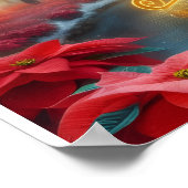 Santa and His Reindeer Flying in the Sky Poster (Ecke)