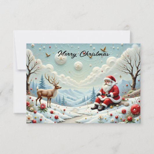 Santa and His Reindeer in Snowy Landscape (Vorderseite)