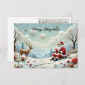 Santa and His Reindeer in Snowy Landscape (Vorne/Hinten)
