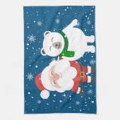 Santa and Polar Bear Geschirrtuch (Vertikal)