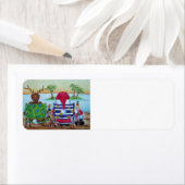 Santa and Reindeer Beach Label (Insitu)