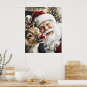 Santa and Reindeer Christmas Poster (Küche)