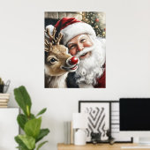 Santa and Reindeer Christmas Poster (Heimbüro)