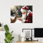 Santa and Reindeer Christmas Wall Art Poster (Heimbüro)