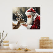 Santa and Reindeer Christmas Wall Art Poster (Küche)