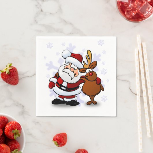 Santa and Reindeer Festive Napkins Serviette (Beispiel)