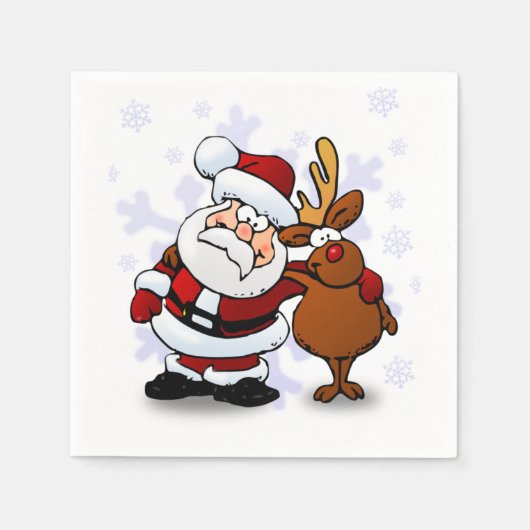 Santa and Reindeer Festive Napkins Serviette (Vorderseite)