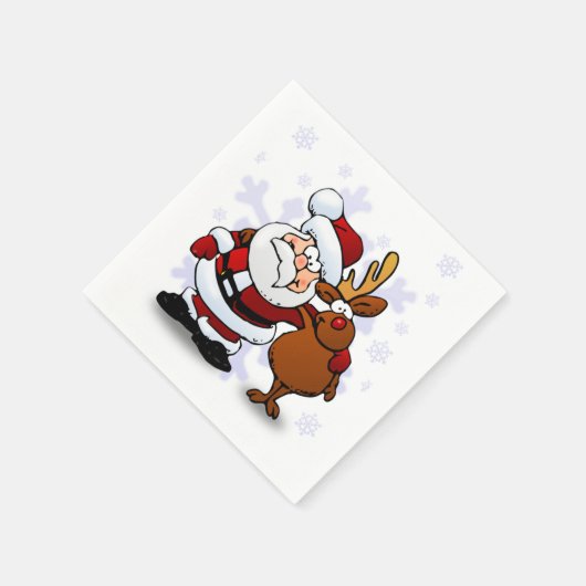 Santa and Reindeer Festive Napkins Serviette (Ecke)