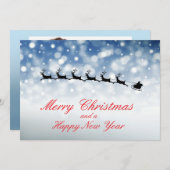 Santa and Reindeer fly through snow - Personalize Ankündigung (Vorne/Hinten)