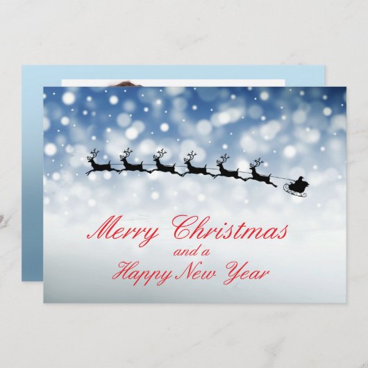 Santa and Reindeer fly through snow - Personalize Ankündigung (Vorne/Hinten)