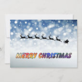 Santa and Reindeer fly through snow - Personalize Ankündigung (Vorderseite)