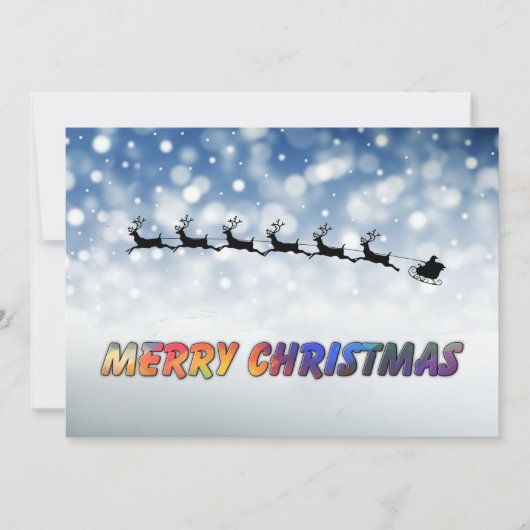 Santa and Reindeer fly through snow - Personalize Ankündigung (Vorderseite)