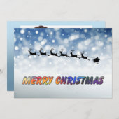 Santa and Reindeer fly through snow - Personalize Ankündigung (Vorne/Hinten)