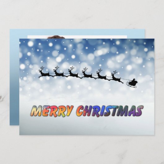 Santa and Reindeer fly through snow - Personalize Ankündigung (Vorne/Hinten)