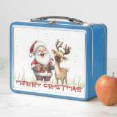 Santa and Reindeer in Festive Cartoon Style Metall Brotdose (Beispiel)