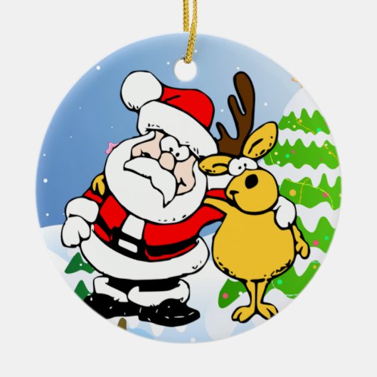 Santa and Reindeer Pal Ornament (Vorne)