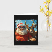 Santa And Reindeer Selfie Funny Christmas Vacation Karte (Gelbe Blume)