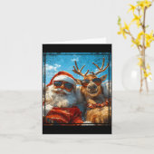 Santa And Reindeer Selfie Funny Christmas Vacation Karte (Gelbe Blume)