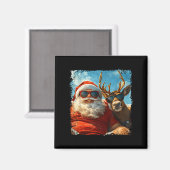 Santa And Reindeer Selfie Funny Christmas Vacation Magnet (Vorderseite/Rückseite)
